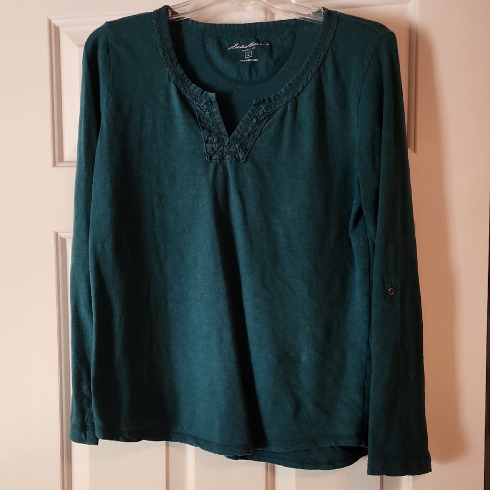 Eddie Bauer Forest Green Long Sleeve Blouse